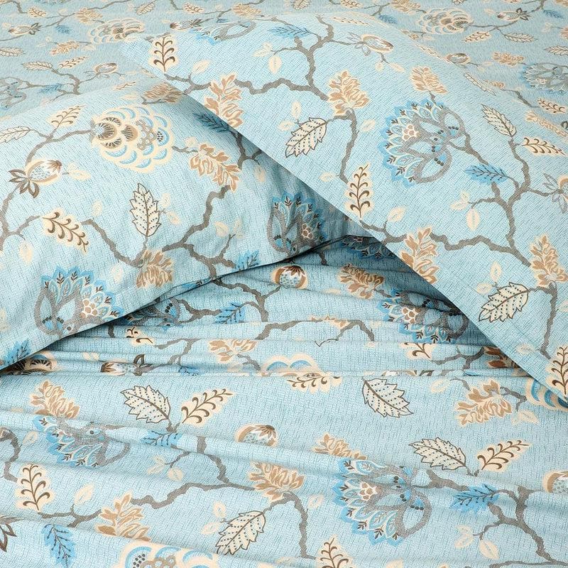 Swayam Light Blue Floral Cotton Bedsheet - 180 TC || Super Soft media 5