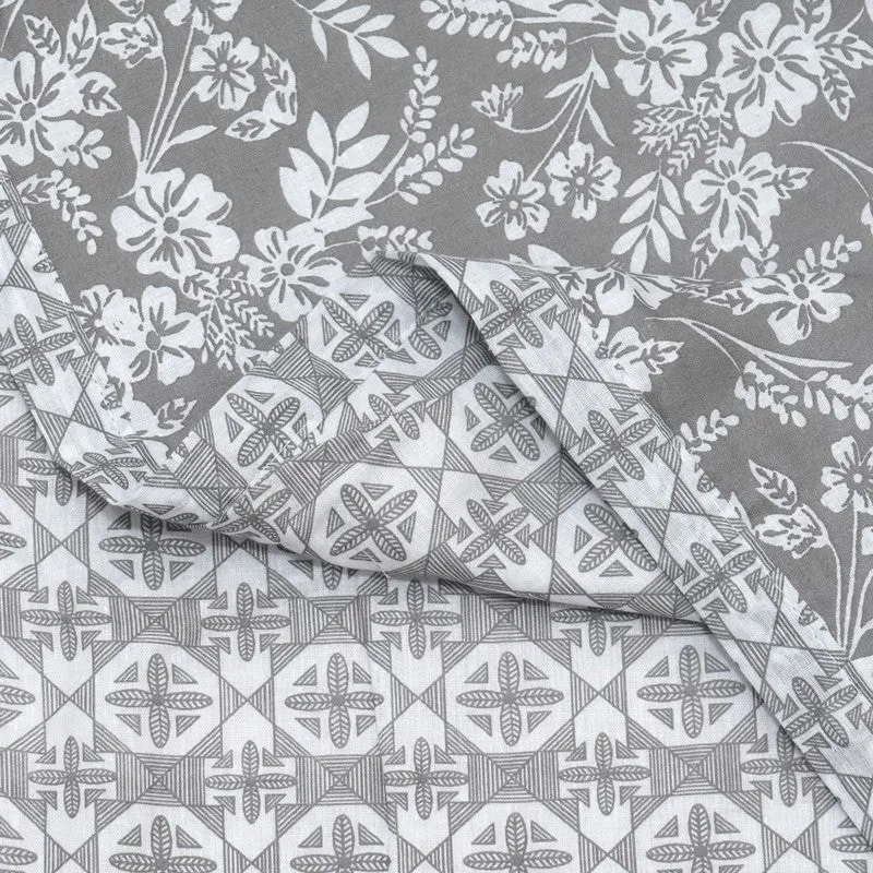 Floral Sprinkle Reversible Cotton Dohar (Grey) - 120 GSM media 7