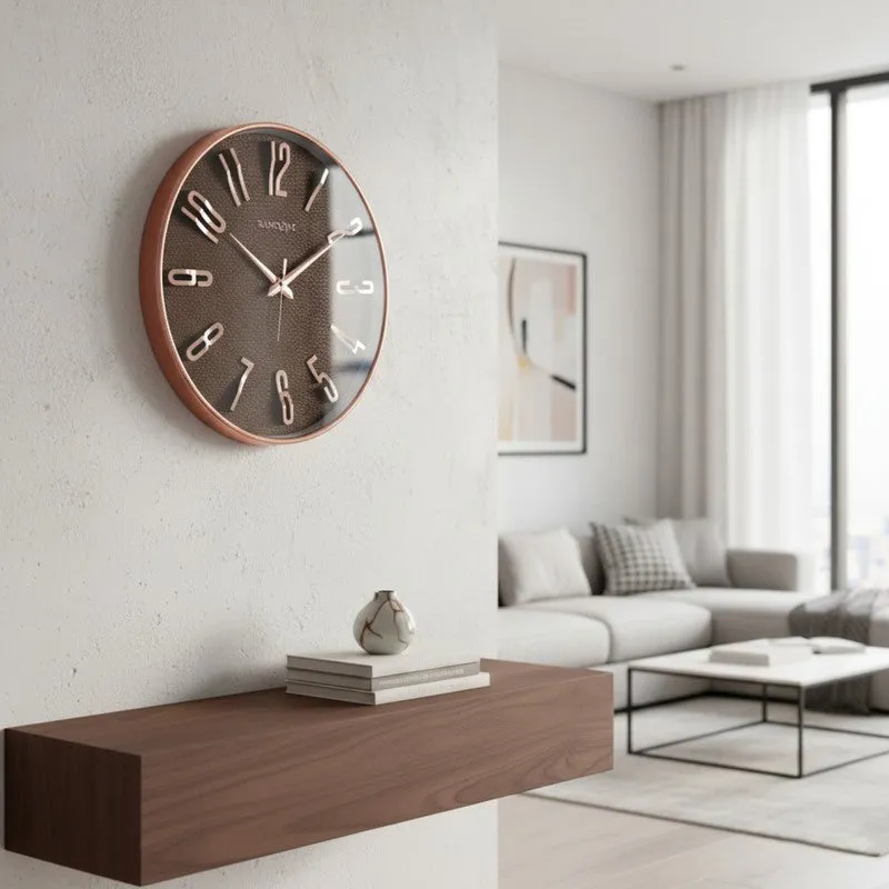 Elite Regal Numeric Plastic Wall Clock - Rose Gold & Brown media 5