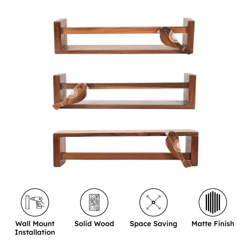 Teak Wall Shelf - Set Of Three media 7
