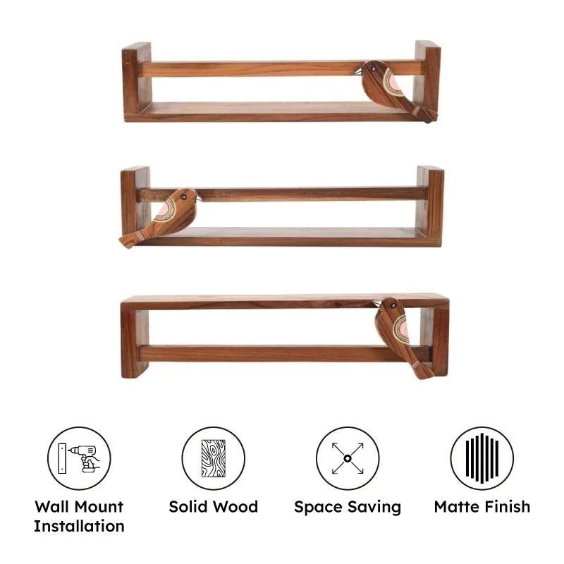 Teak Wall Shelf - Set Of Three media 7