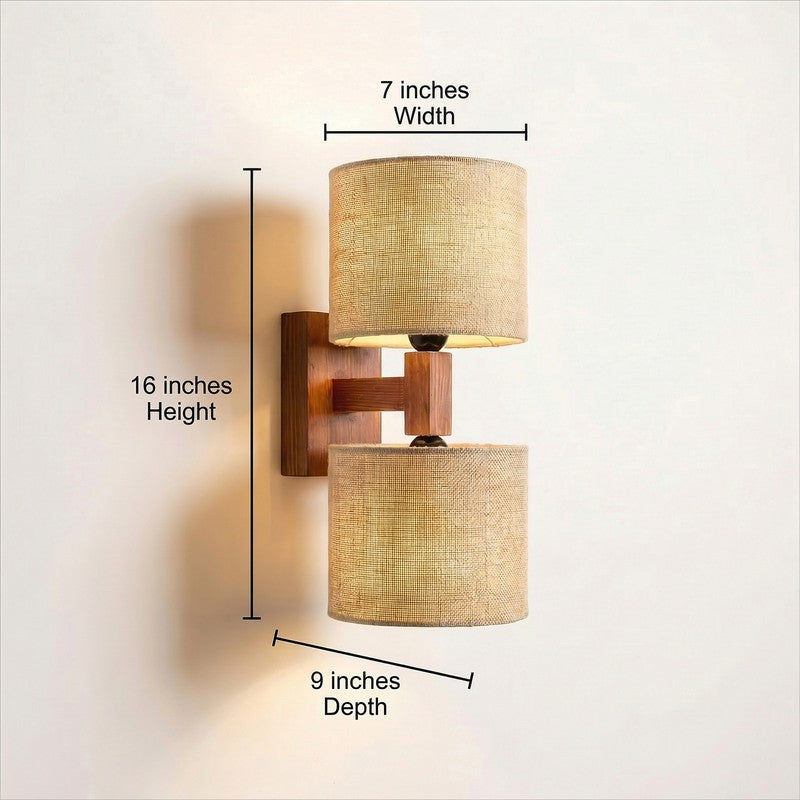Twin WarmAura Wooden Wall Lamp - Brown media 8