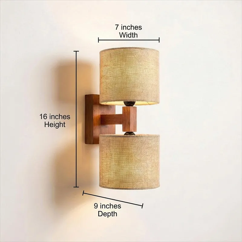 Twin WarmAura Wooden Wall Lamp - Brown media 8