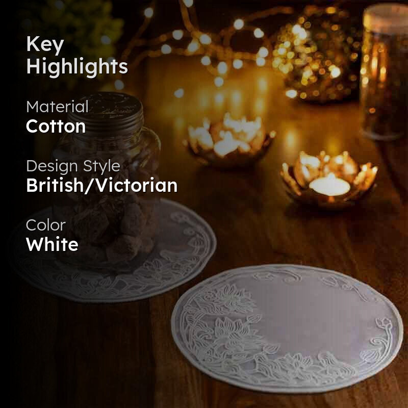 Embroidered French Doily Lotus Coasters - Set Of Six media 2