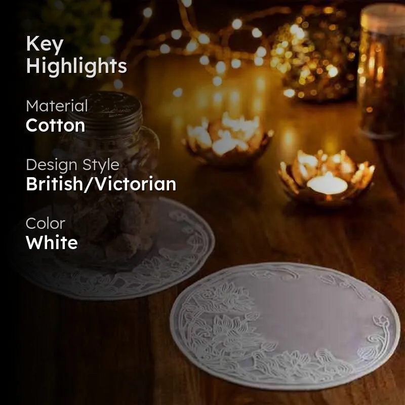Embroidered French Doily Lotus Coasters - Set Of Six media 2