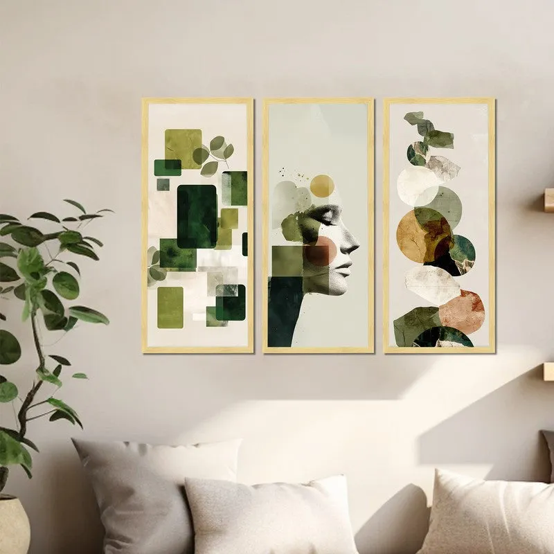 Modern Green Abstract Wall Art - Set Of Three media 5