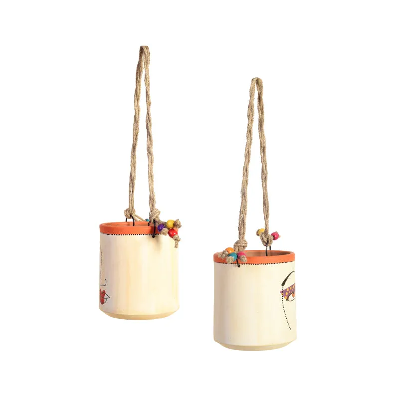 Liza Handpainted Terracotta Planter - Set Of Two media 4