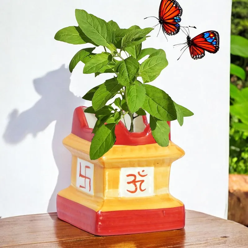 Adya Tulsi Planter - Red & Yellow media 1