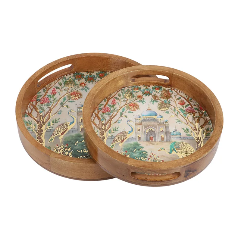 Royal Eden Round Wooden Serving Tray - Set of Two media 4