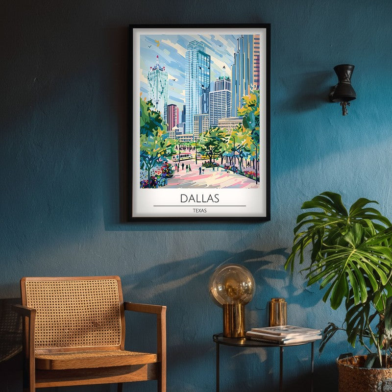 Vintage Dallas Framed Canvas Wall Painting media 4