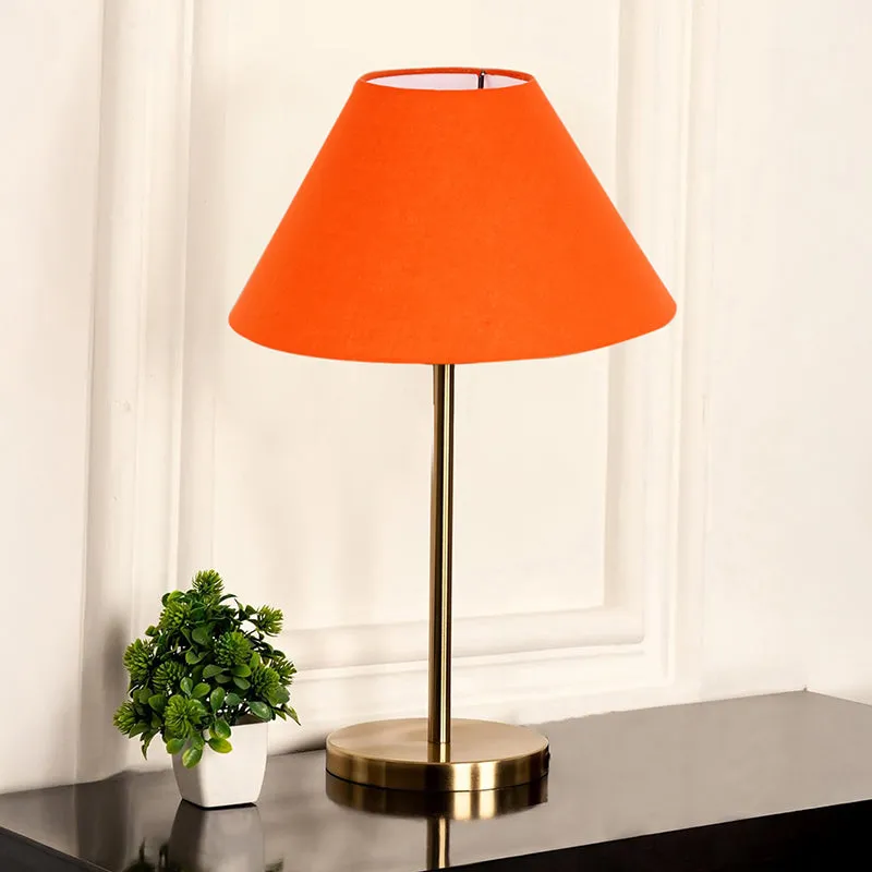 Glow Mesa Cotton & Metal Table Lamp (Empire) - Orange,Gold media 2