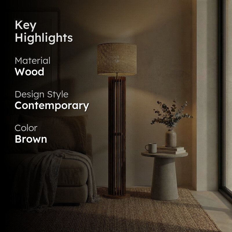 SoftAura Wooden Floor Lamp - Brown media 2