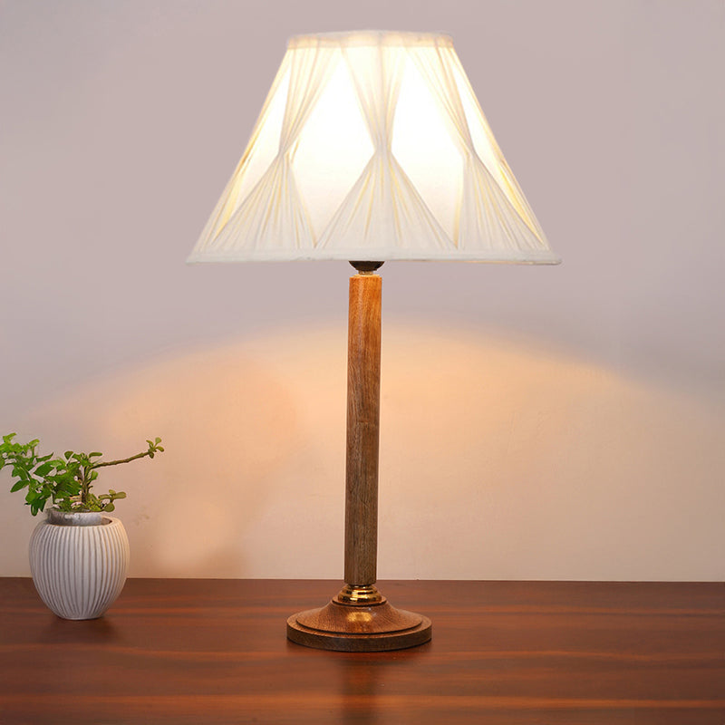 Loft Style Table Lamp With Wooden Base - Ivory,Brown