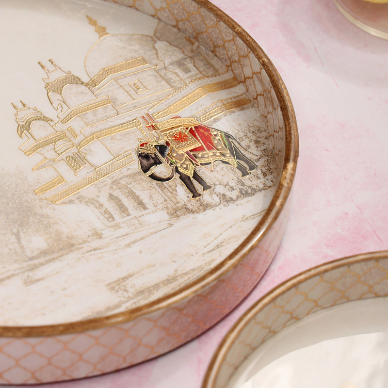Haathi Parades Round Serving Tray - Set Of Two media 3