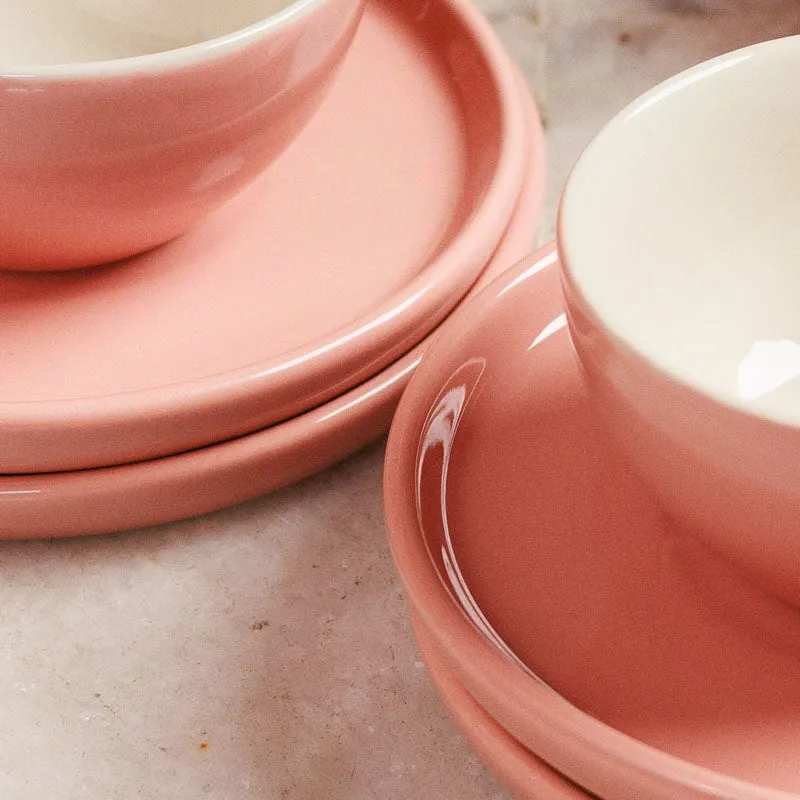 Blush & Brew Cup & Saucer (Pink/240 mL Each) - Set of Six - 4