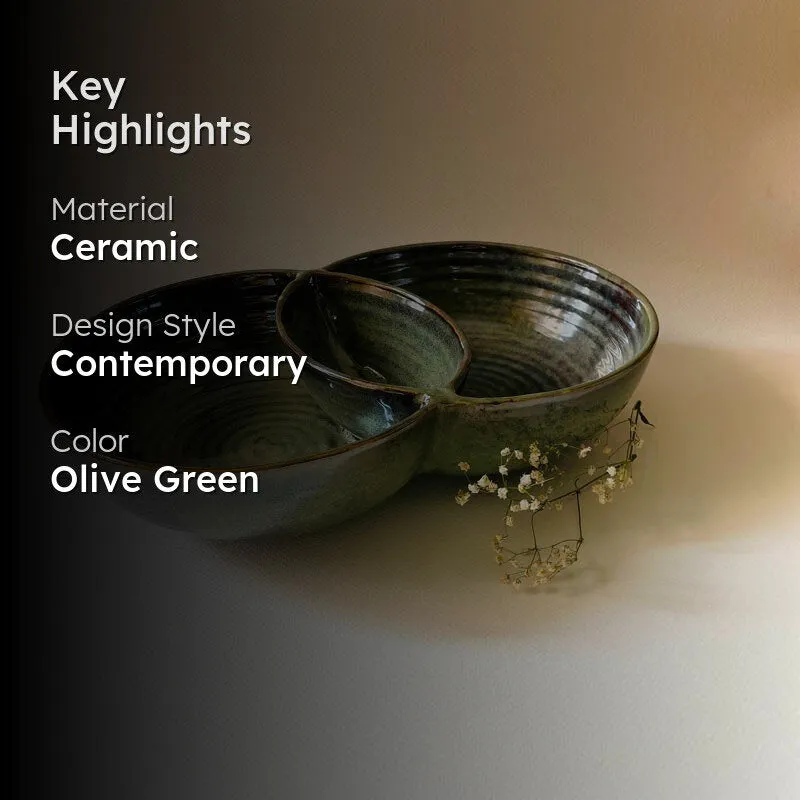 Olive Glow Chip & Dip Serving Bowl - 1400 ML media 2