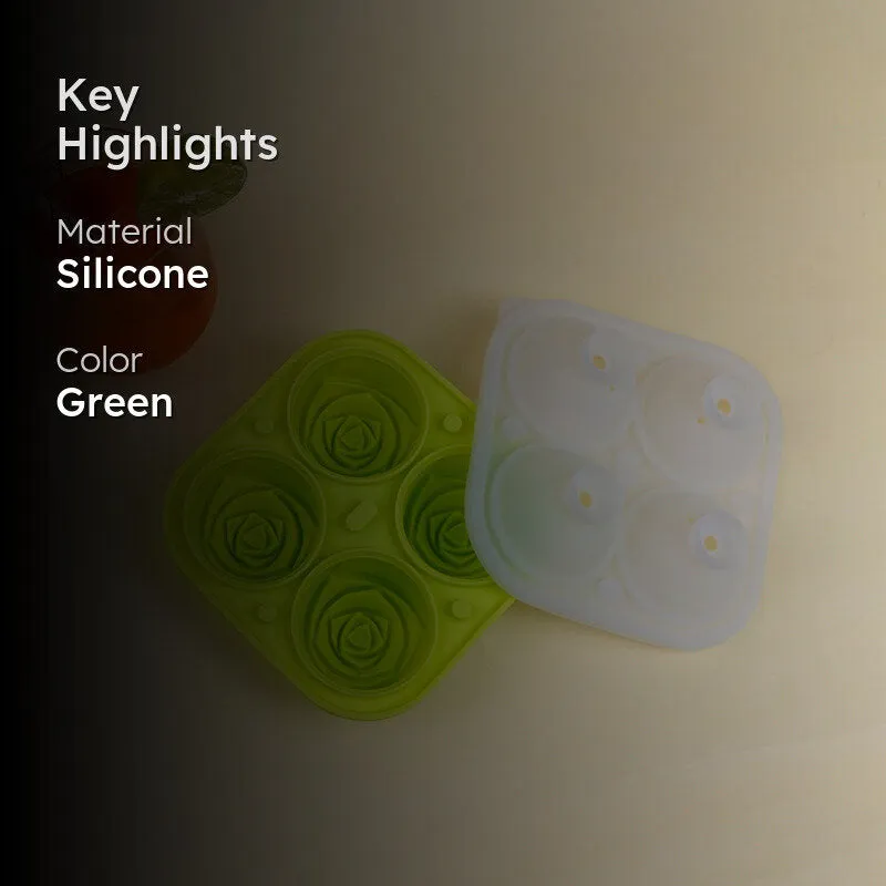 Rose Silicone 4-Cube Ice Mould - Green media 2