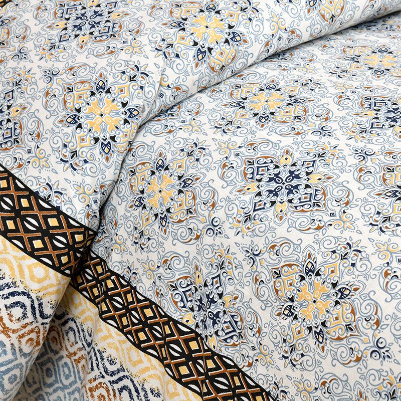 Rakta Ethnic Cotton Bedsheet (Grey) - 180 TC media 4