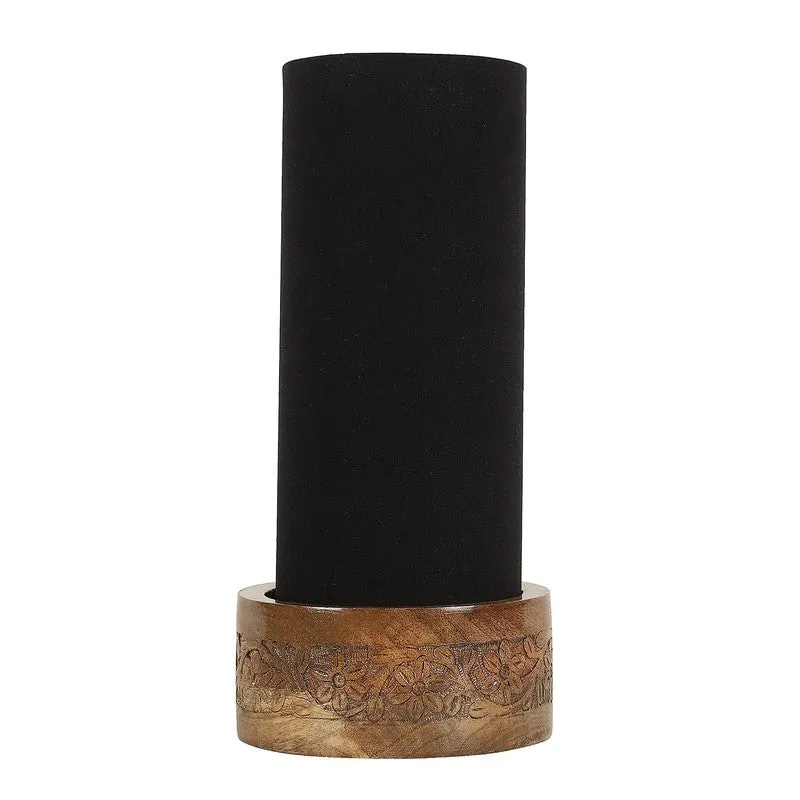 Divanae Cotton Table Lamp With Wooden Base - Black media 5