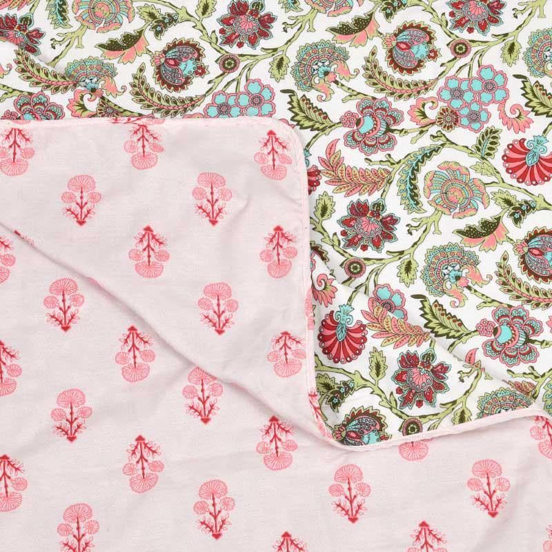 Tvisha Floral Printed Green & Pink Cotton Dohar media 4