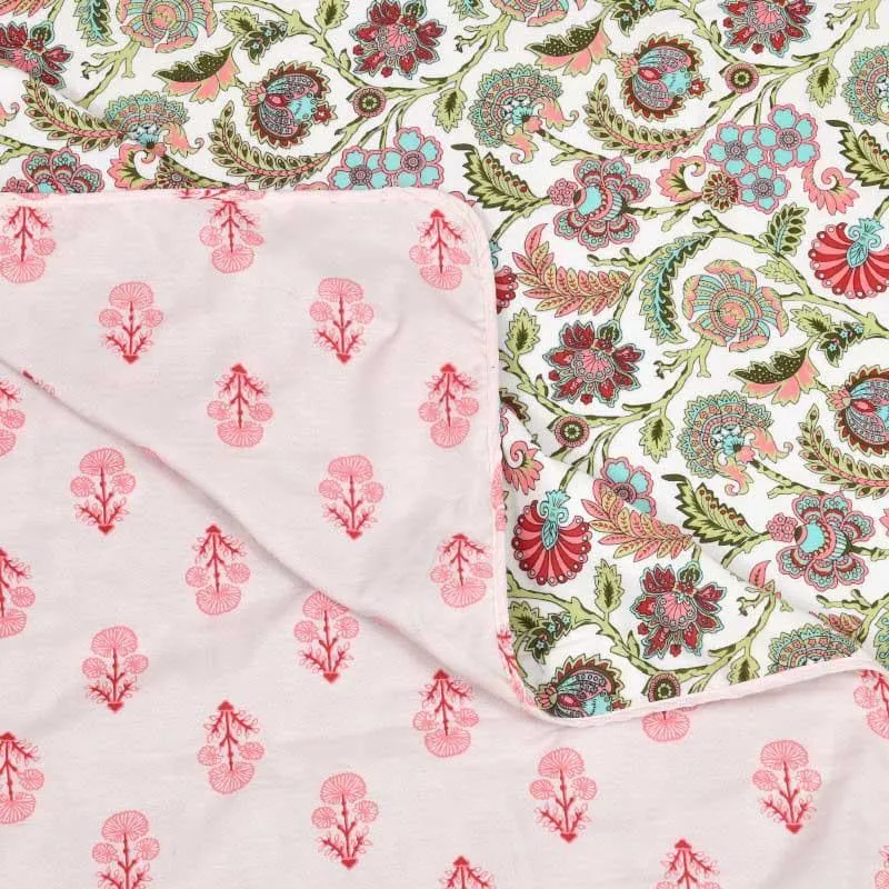 Tvisha Floral Printed Green & Pink Cotton Dohar media 4