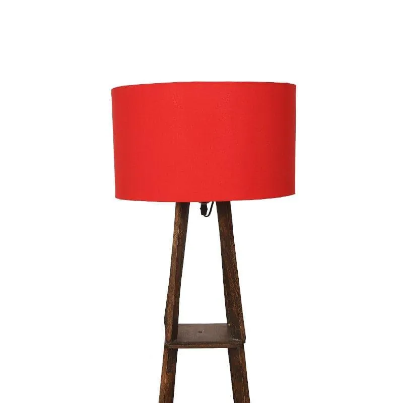 Seasa Wistera Wooden Floor Lamp With Shelf - Red media 4