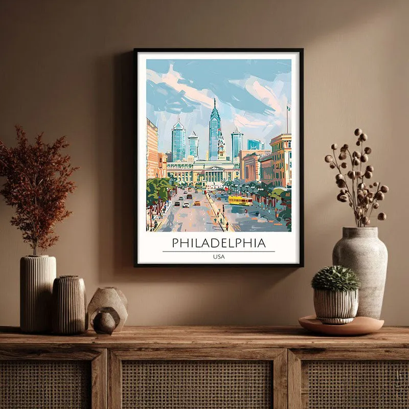 Vintage Philadelphia Framed Canvas Wall Painting media 3