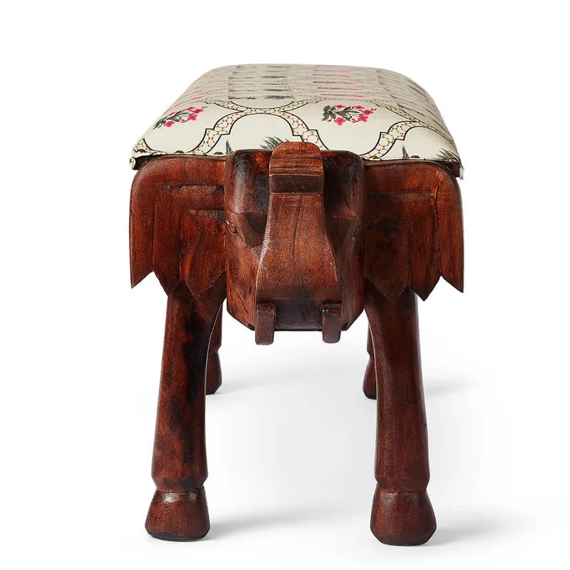 India Circus Acacia Wood Tropic Tryst Wooden Elephant Bench media 5