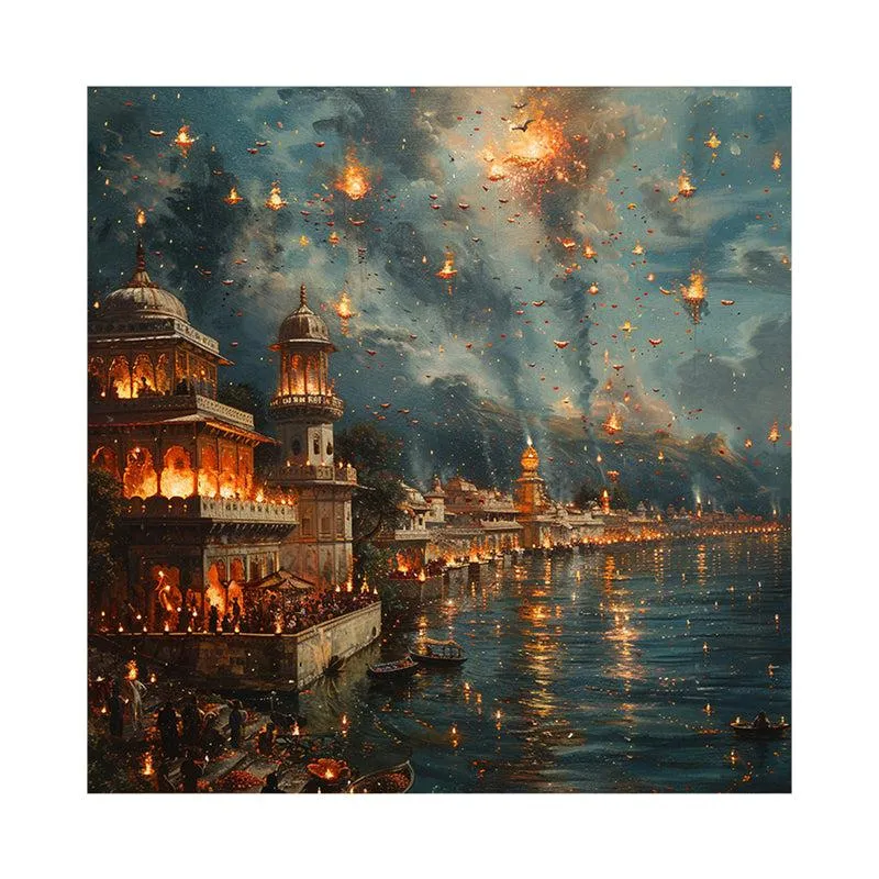 Cityscape Lights Poly Canvas Wall Painting media 4