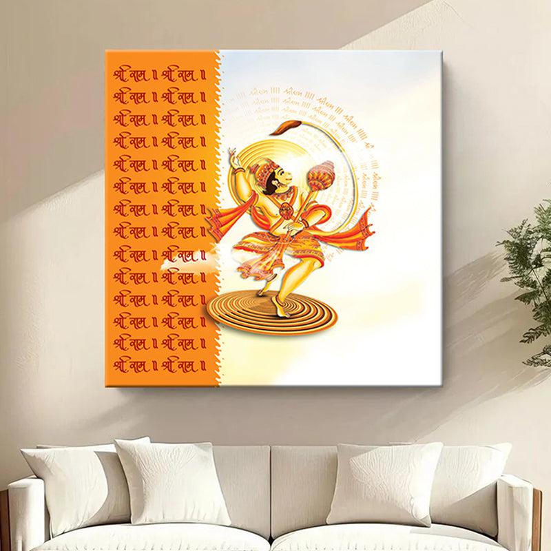 Divine Dance Of Hanuman Poly Canvas Wall Painting