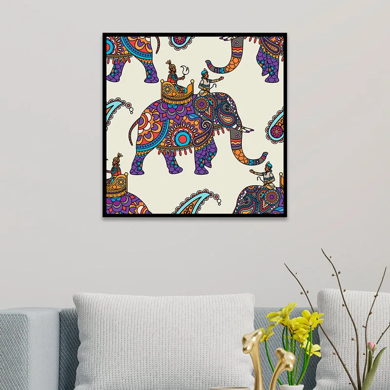 Psych Elephant Rider Canvas Wall Art With Frame media 3