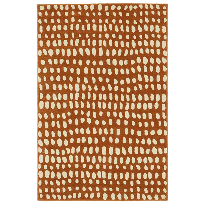 Elatus Hand Tufted Abstract Wool & Nylon Carpet - Brown & Beige media 1