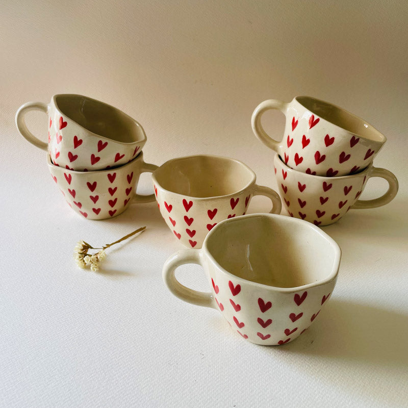 Heart Melody Ceramic Coffee Mug (240 mL Each) - Set of Six media 4