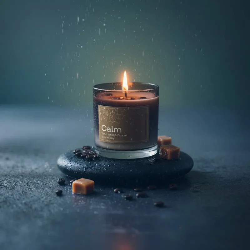 Fig Living Calm Vanilla & Caramel Palm Wax Scented Candle media 1