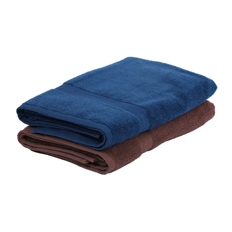 Nova Solids Bath Towel (Brown, Blue) - Set Of Two media 4