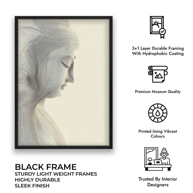 Silent Contemplation Buddha Wall Painting With Black Frame media 9