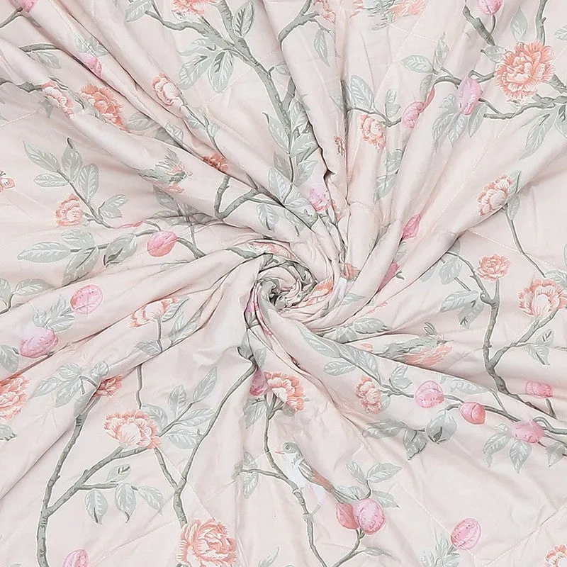 Monte Carlo Rosevia Floral Polyester Reversible Comforter (Peach) - 120 GSM media 6
