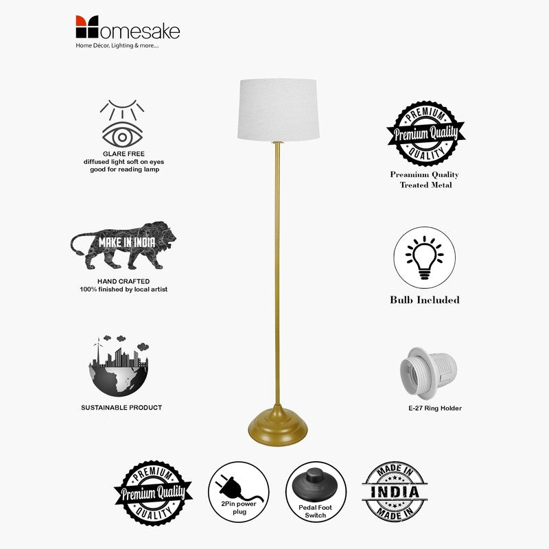 Classic Chic Antique Metal Floor Lamp - White media 4