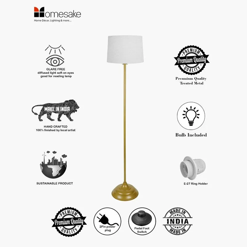 Classic Chic Antique Metal Floor Lamp - White media 4