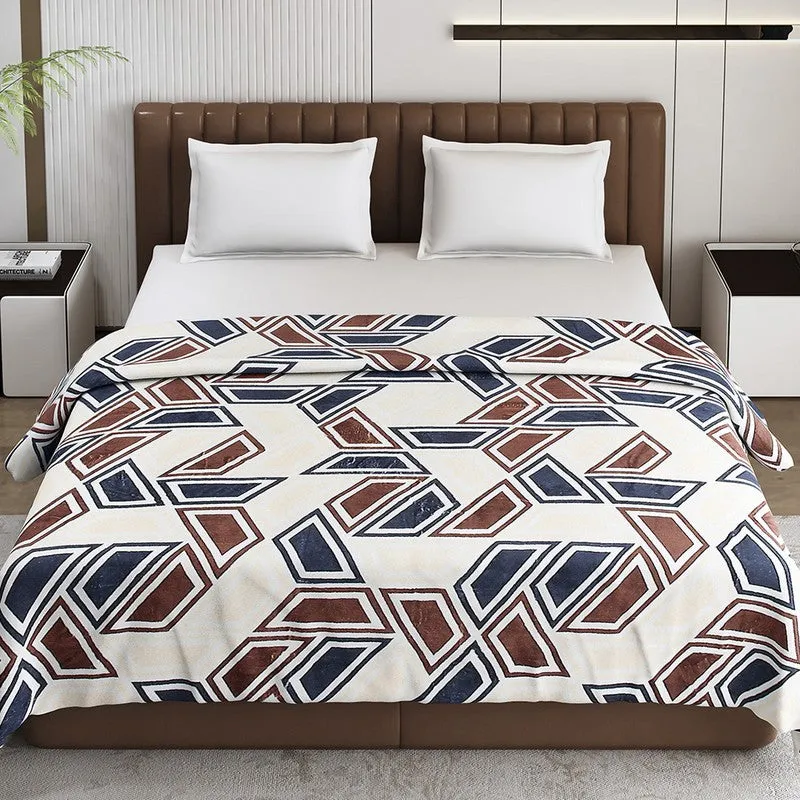 Monte Carlo Geovesta Geometric Print Polyester Blanket (Off White) - 210 GSM media 3