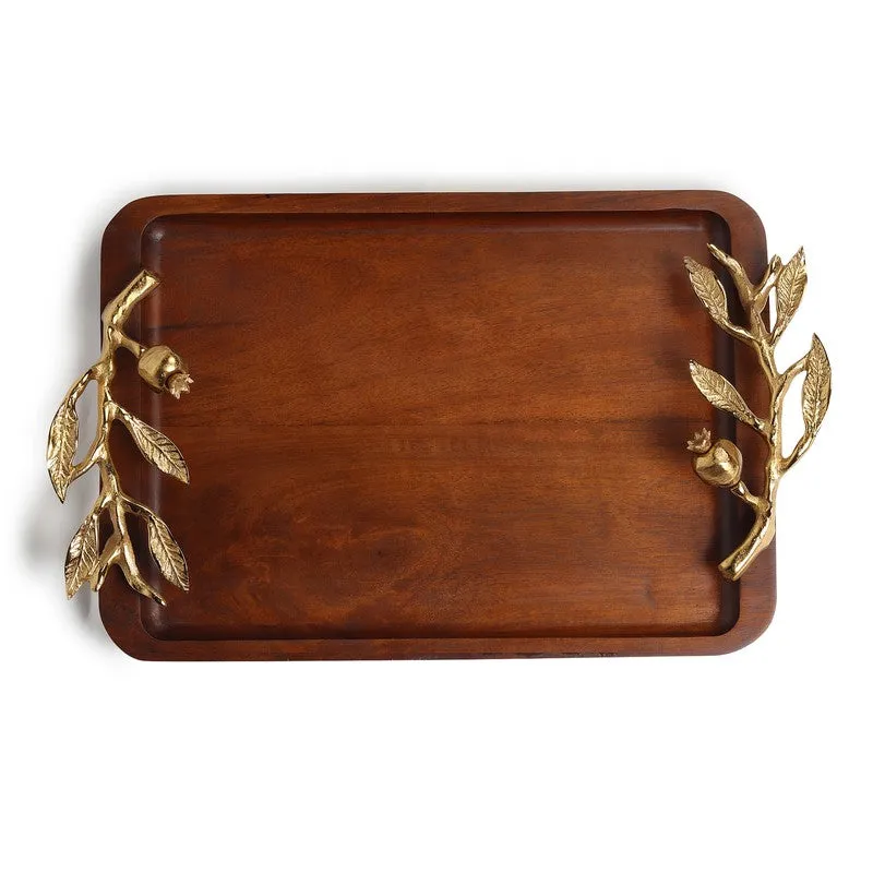 Nature Grain Wood Serving Tray - Gold,Brown media 6