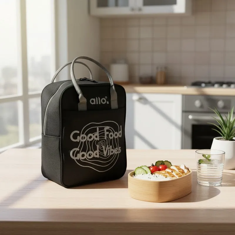 Good Food Polyester Lunch Bag - Black & Grey media 1