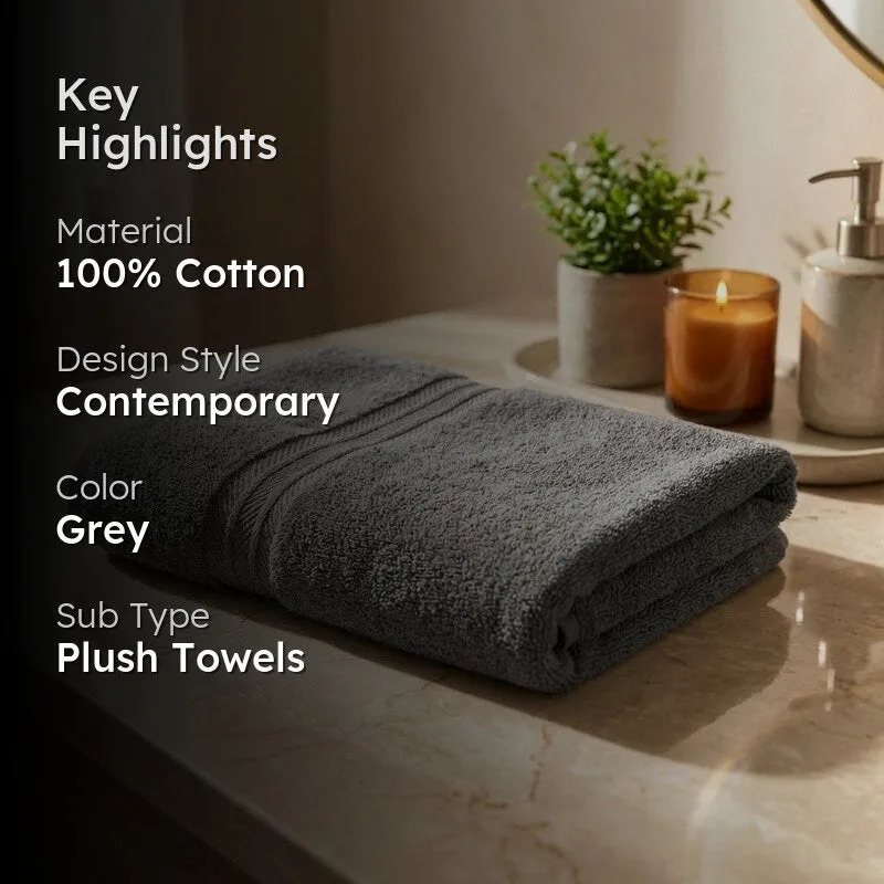 PlushAura Cotton Bath Towel (Dark Grey) media 2