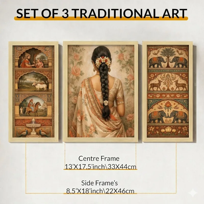 Ethnic Muse Wall Art With Frame - Set of Three media 9