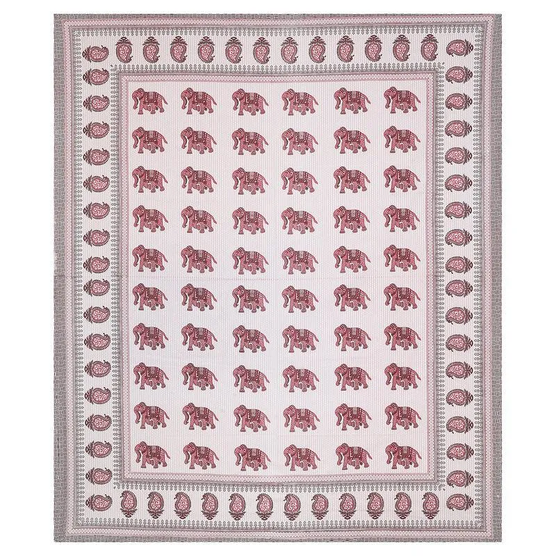 Viraj Ethnic Cotton Bedsheet (White,Pink) - 180 TC media 5
