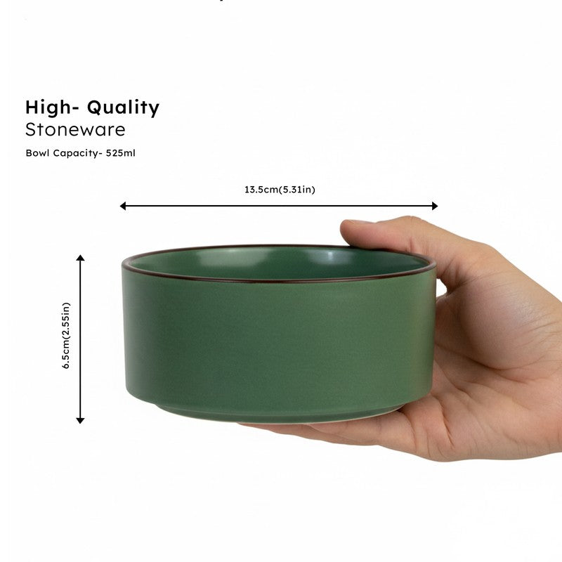 Whimsi Ceramic Soup Bowls (280 mL,Green) - Set Of Two media 7