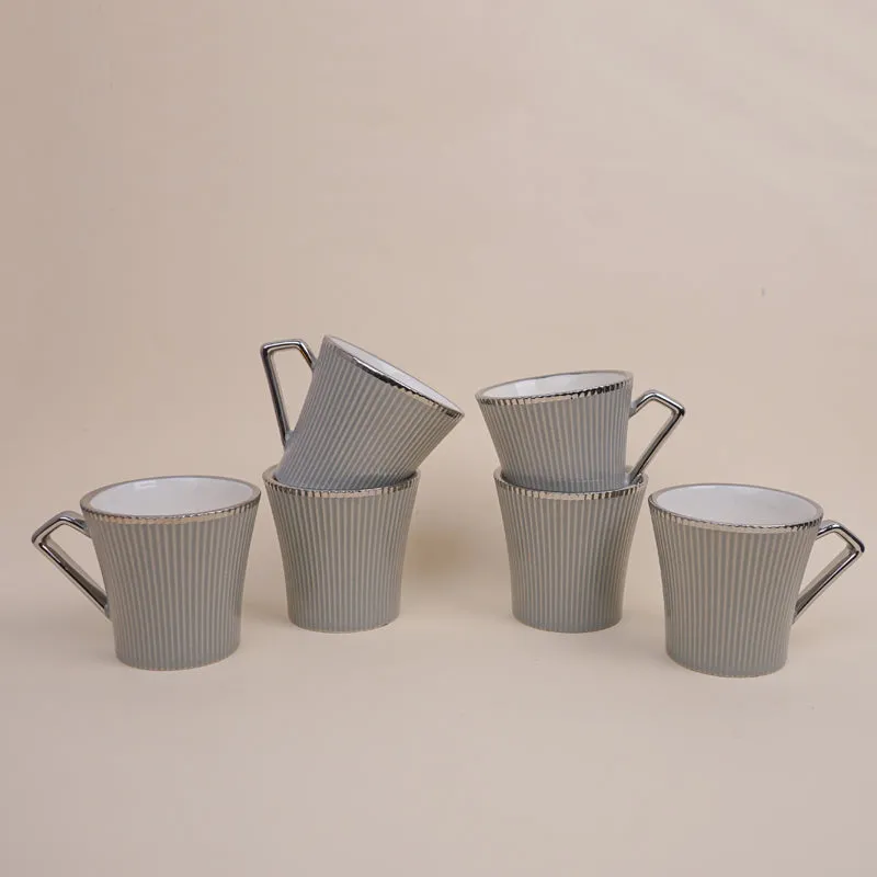 Thira Porcelain Tea Cup (180 mL Each/Grey) - Set of Six media 3