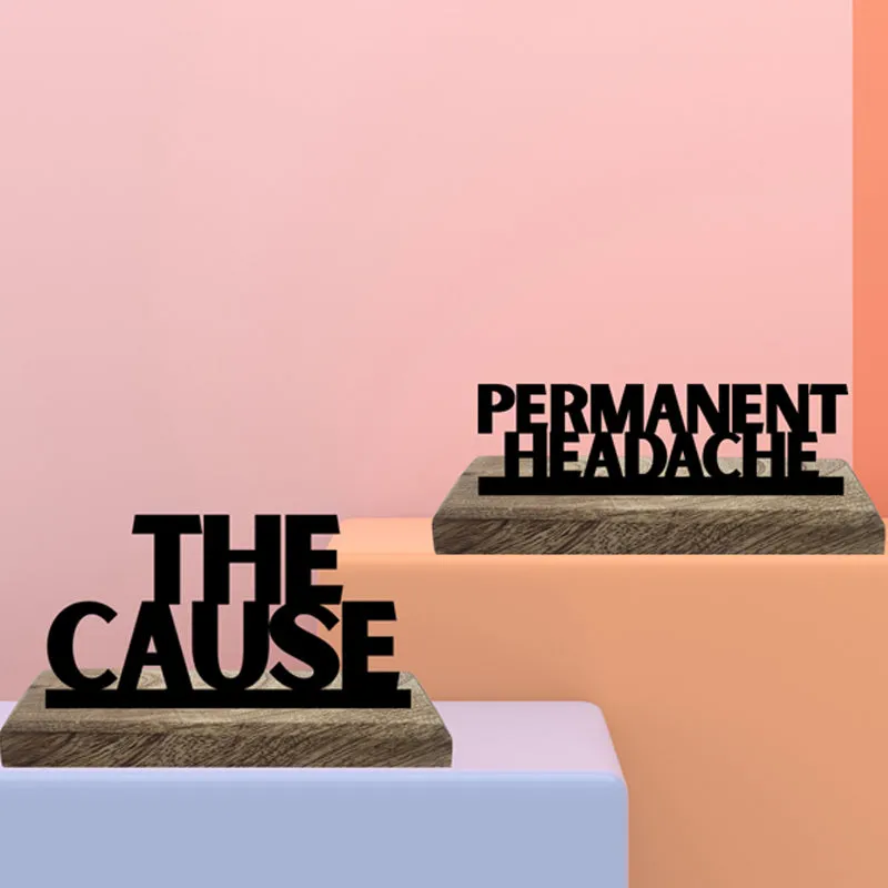 Permanent Headache Typography Showpiece - Set Of Two media 3