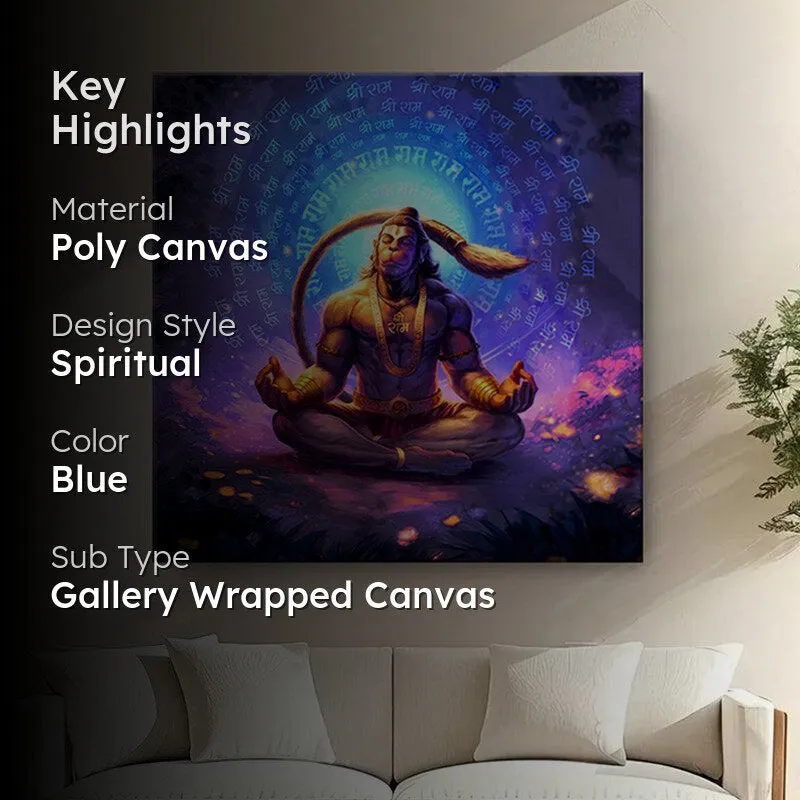Hanuman In Tranquil Prayer Poly Canvas Wall Painting media 2