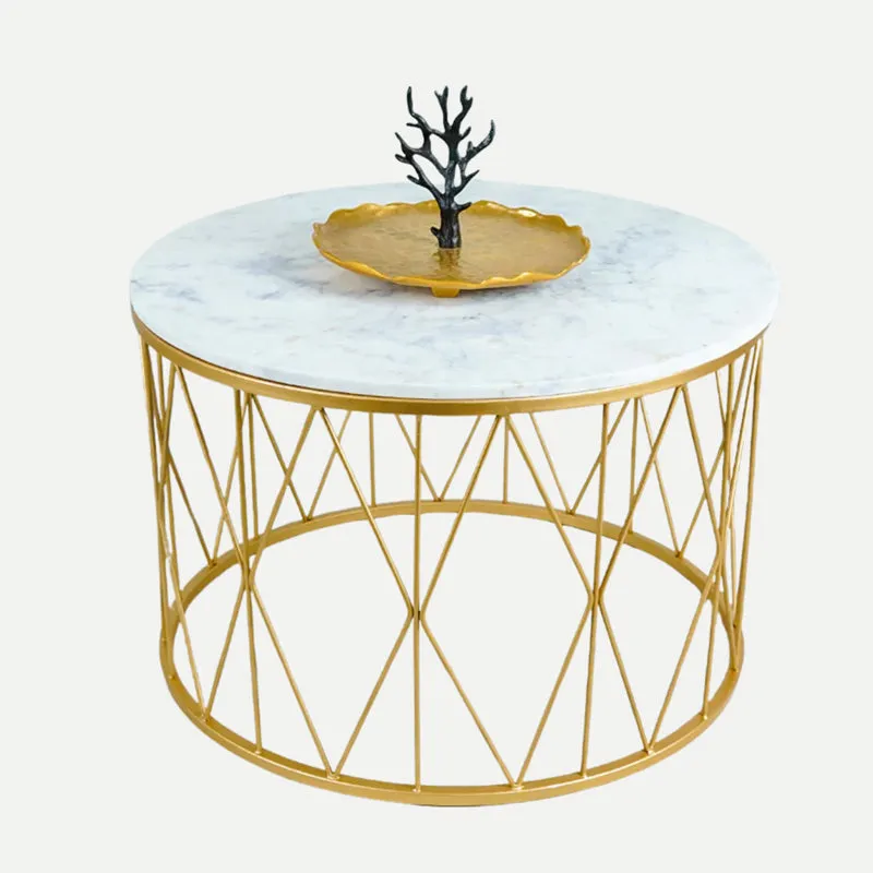 Aurum Grid Accent Table with Marble Top media 3